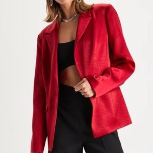 Satin Red Blazer